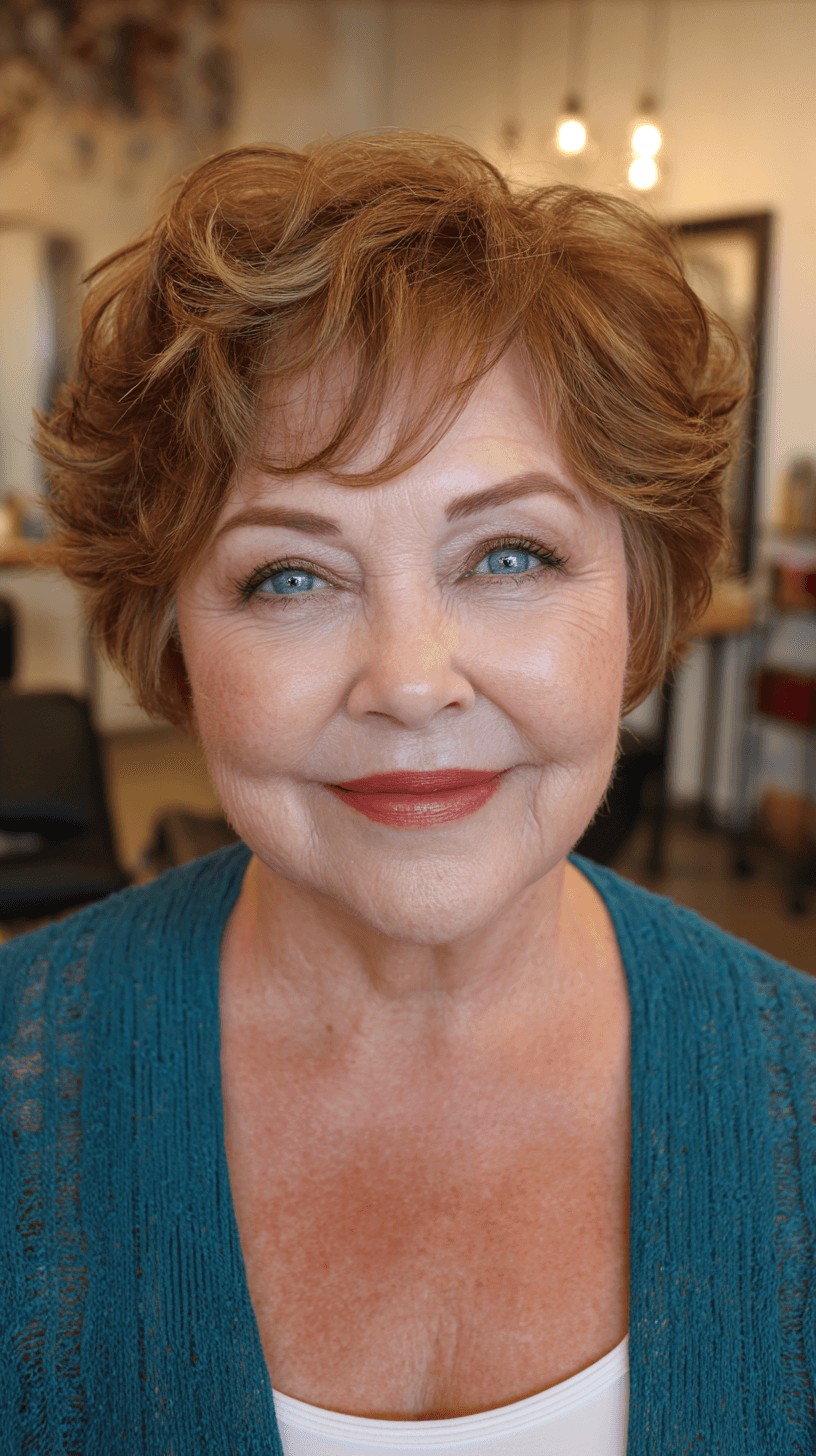 Soft Textured Copper Pixie with Gentle Waves