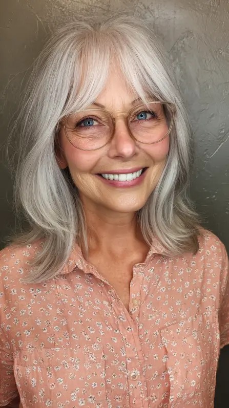 Softly Layered Bottleneck Bangs with Subtle Highlights