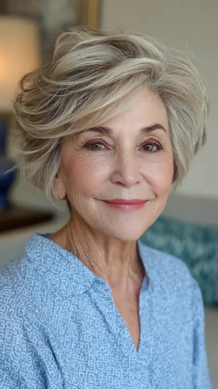 Softly Layered Short Bob with Gentle Waves