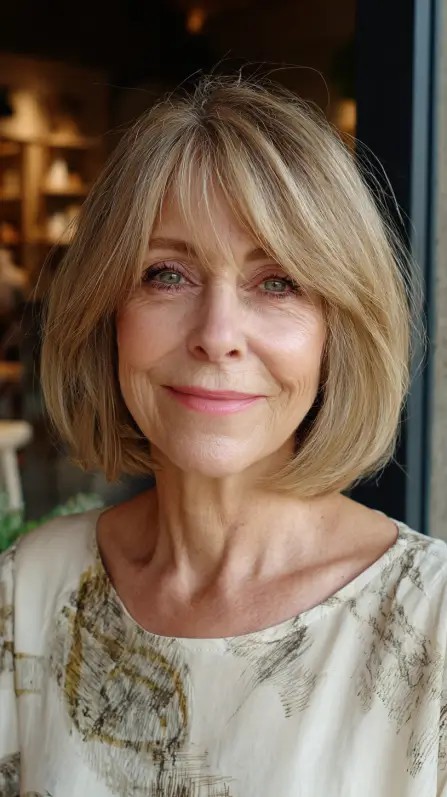 Softly Textured Bottleneck Bangs with Subtle Layers