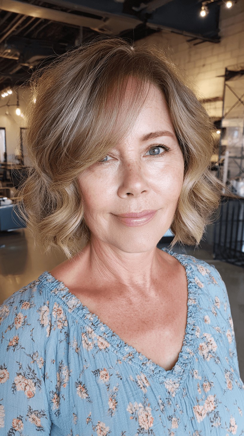 Softly Textured Short Blonde Waves with Face-Framing Layers