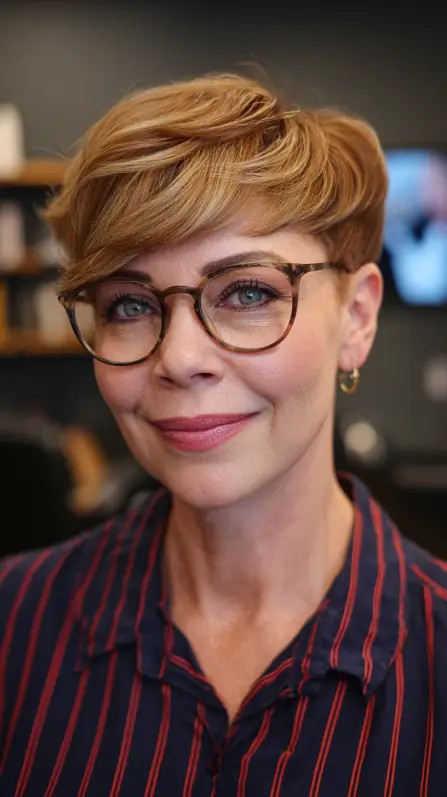 Stylish Short Crop with Playful Long Bangs