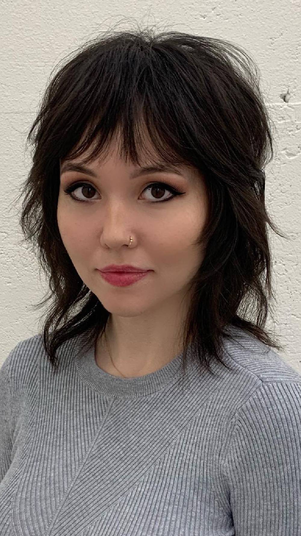 Textured Shaggy Wolfcut with Wispy Bangs