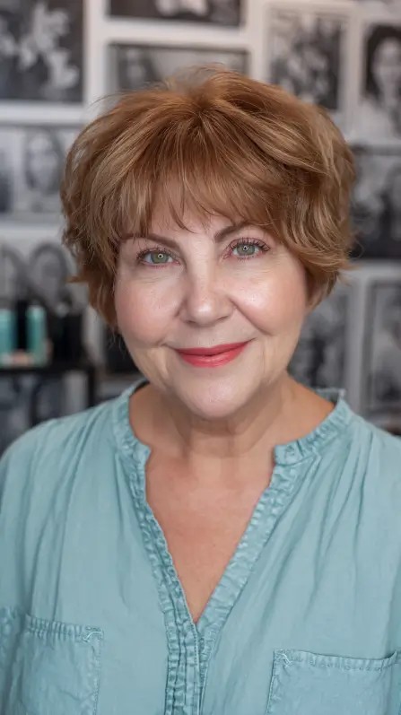Textured Short Cut with Flattering Long Bangs