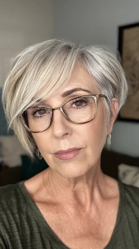 Textured Silver Pixie Cut with Subtle Layers