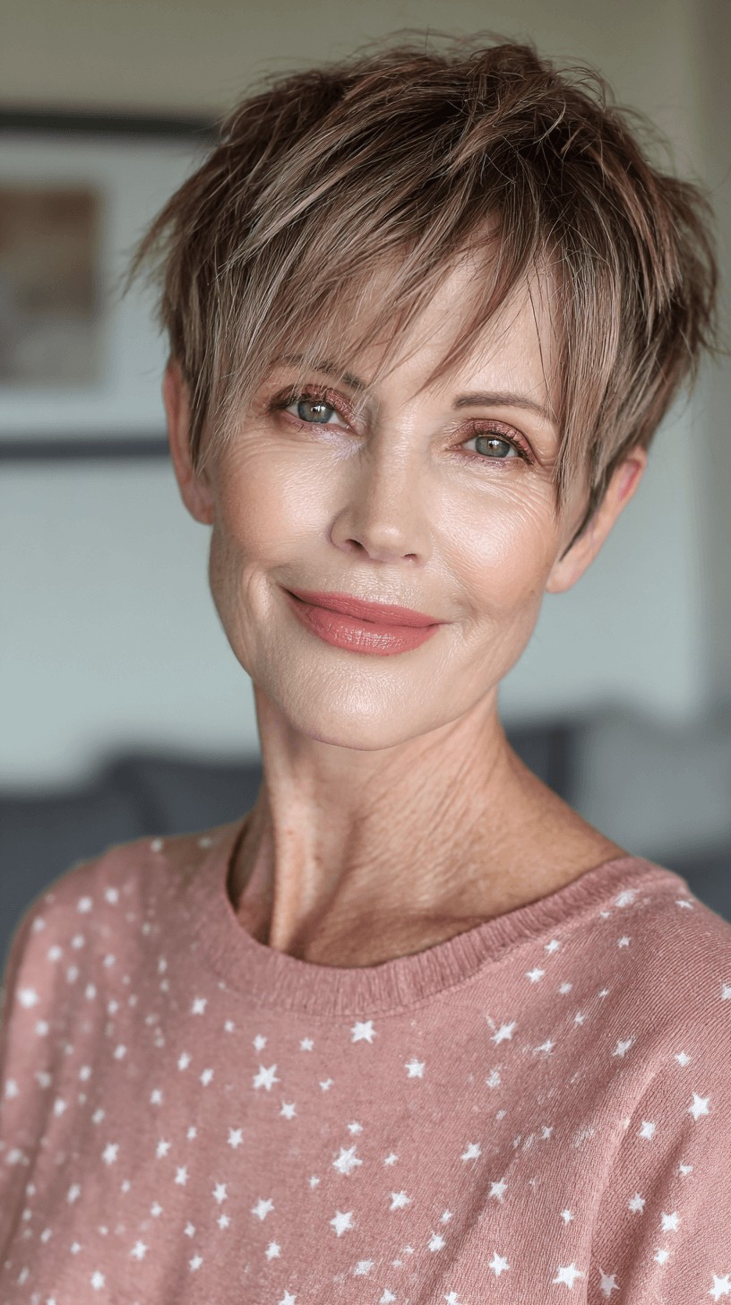 Textured Soft Pixie Cut with Flattering Bangs
