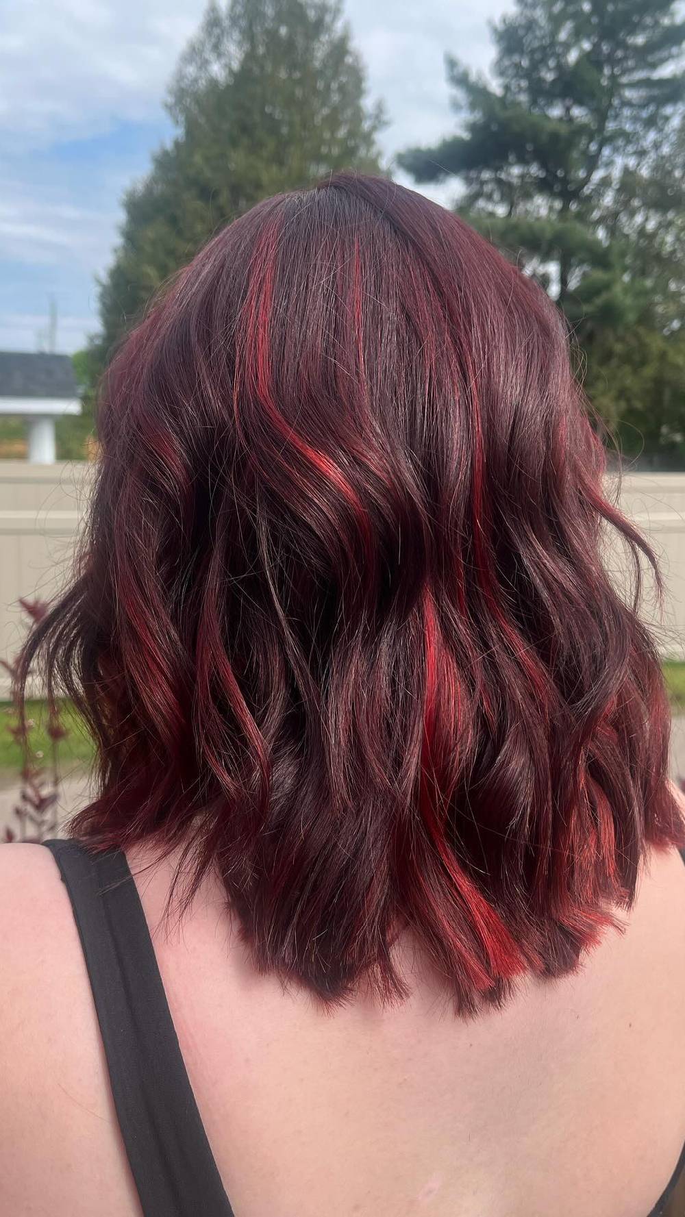 Bold Crimson Mid-Length Waves with Fiery Highlights