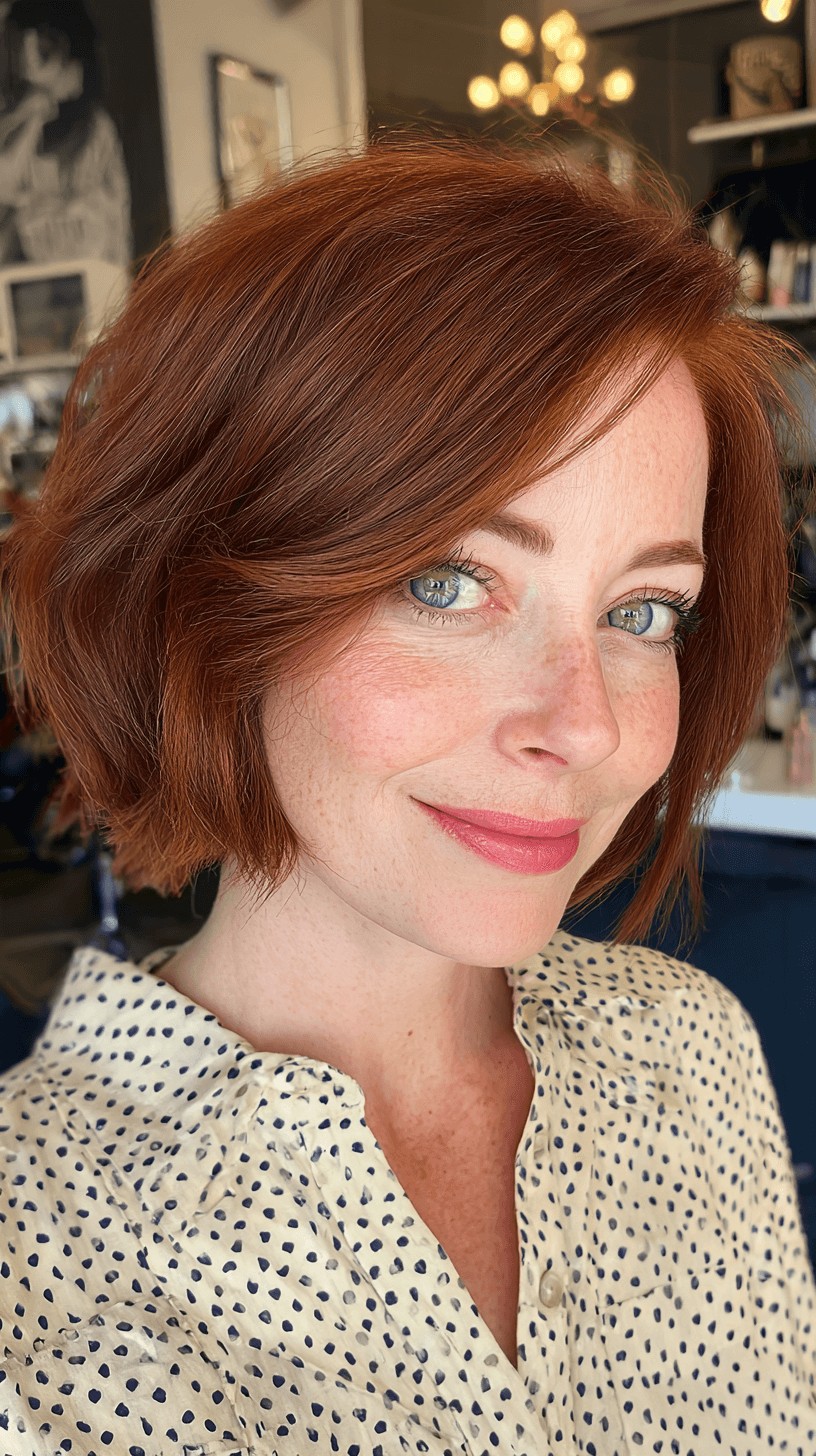 Charming Copper Shaggy Bob with Soft Layers