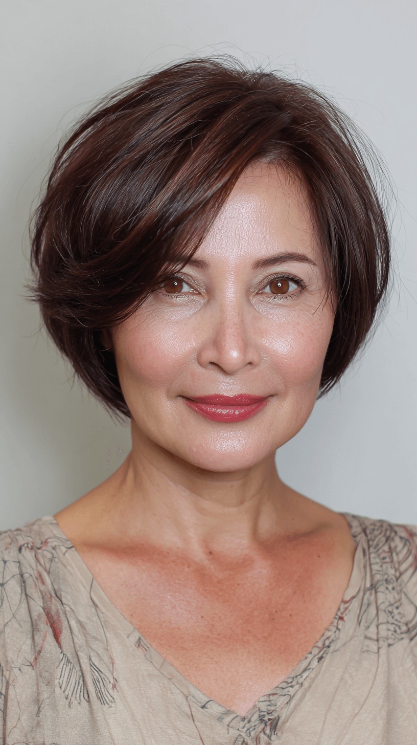 Chic Brown Textured Bob with Soft Volume