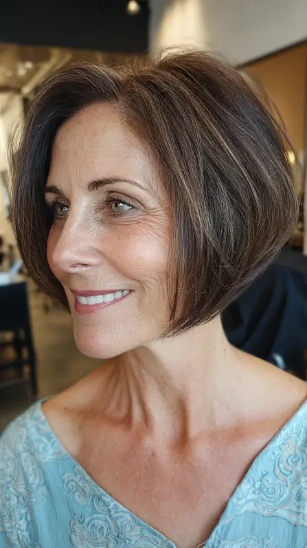 Chic Brown Textured Reverse Bob