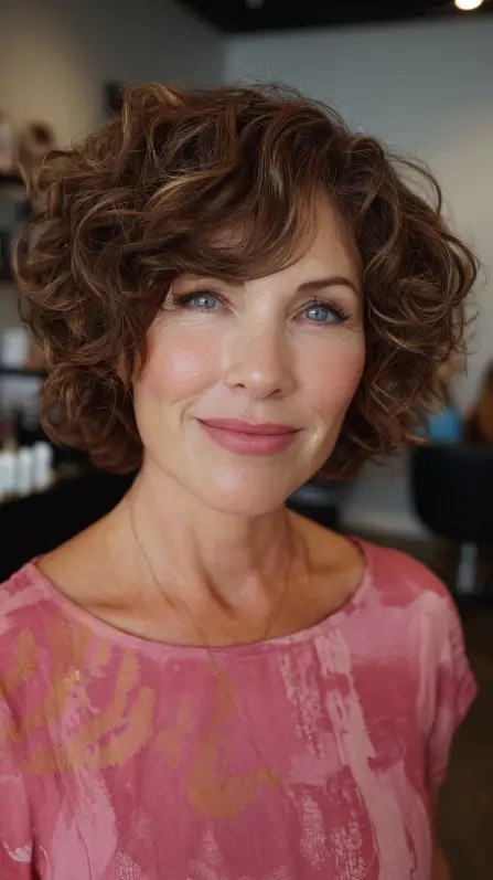 Chic Curly Bob with Defined Layers
