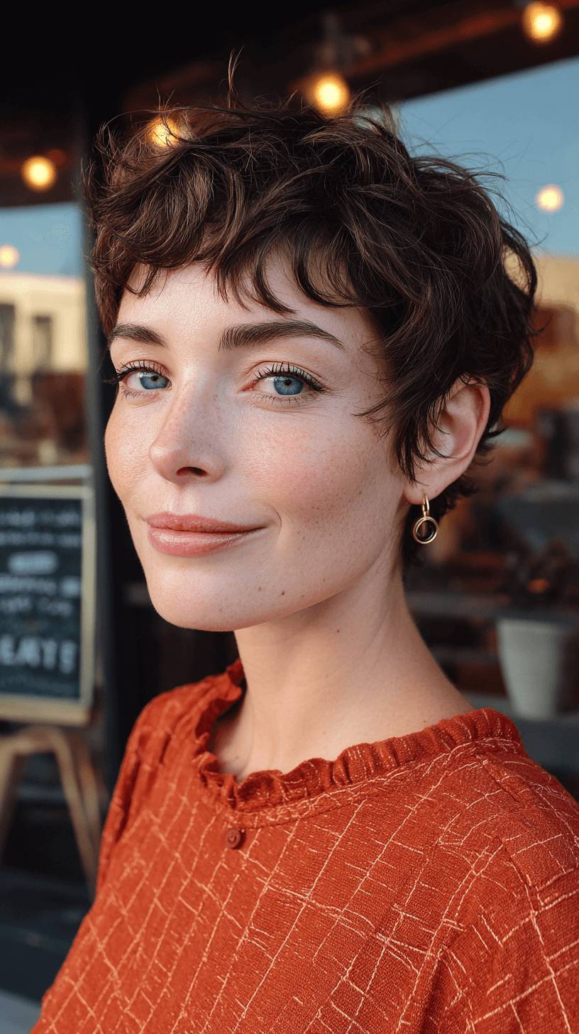 Chic Curly Pixie Cut with Textured Layers
