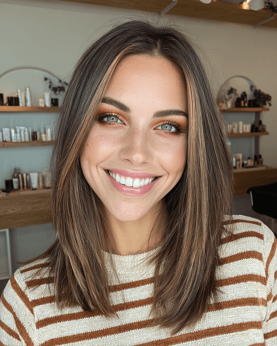 Chic Medium Length Cut with Subtle Highlights