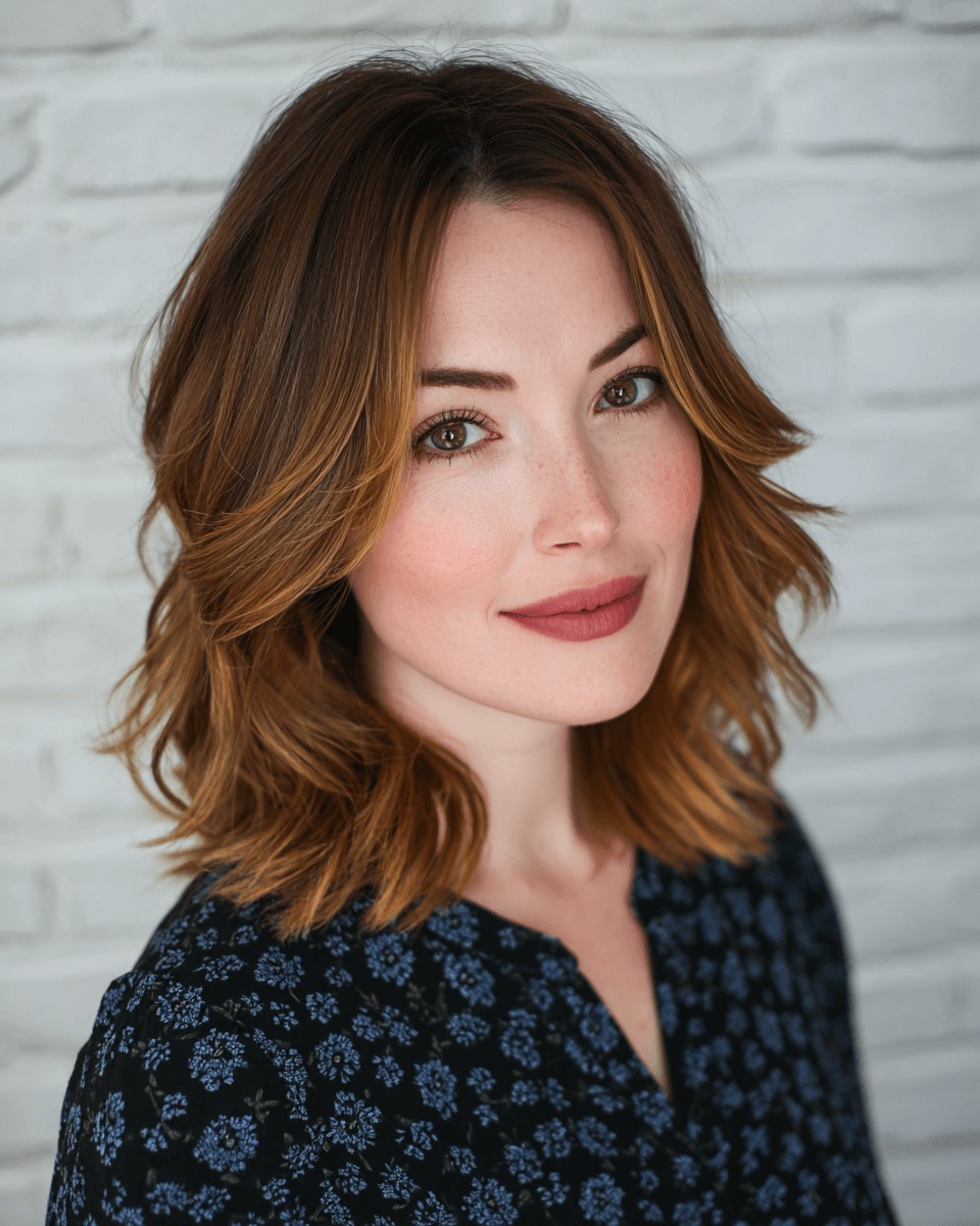 Chic Mid-Length Shag with Subtle Balayage