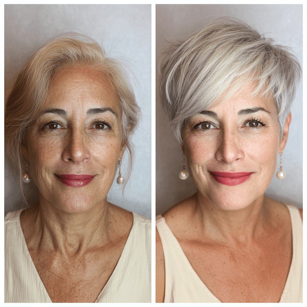 Chic Short Silvery Pixie with Textured Layers