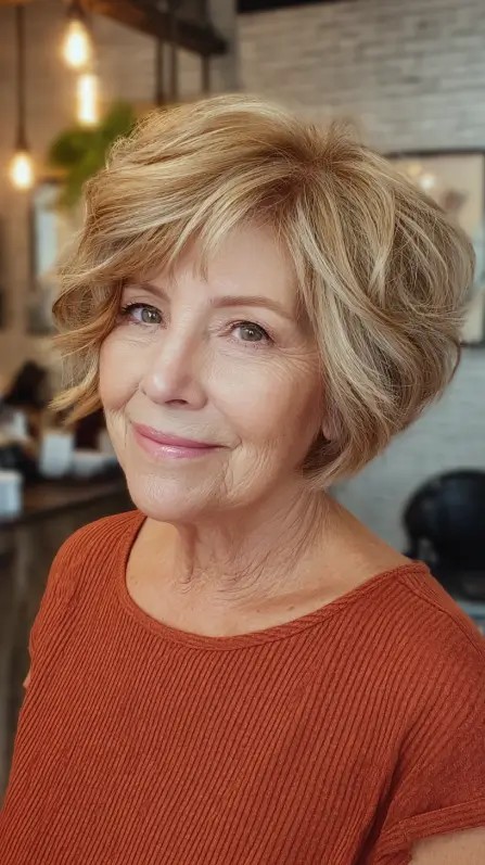 Chic Softly Textured Reverse Bob with Gentle Curls