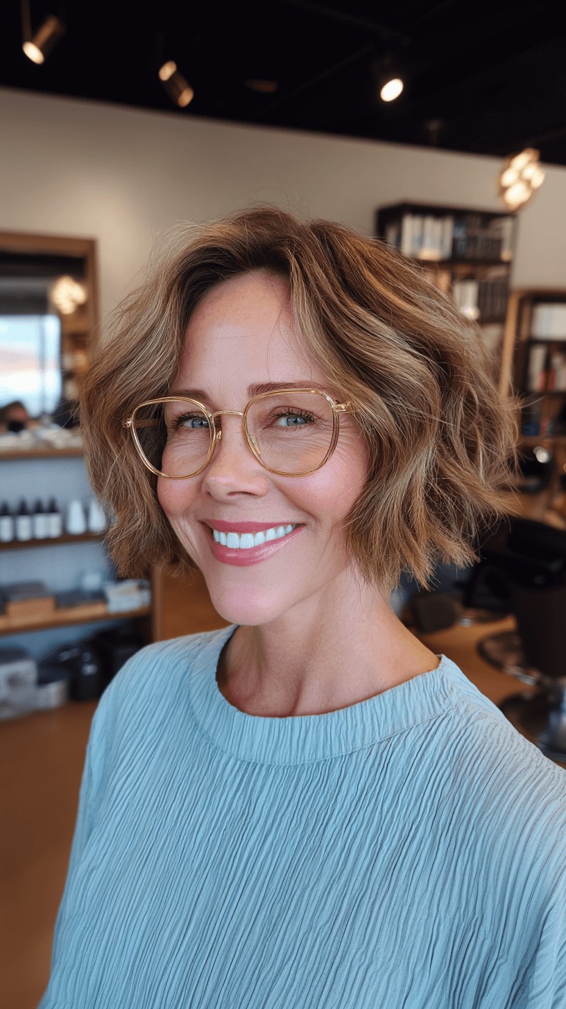 Chic Textured Bob with Lively Waves