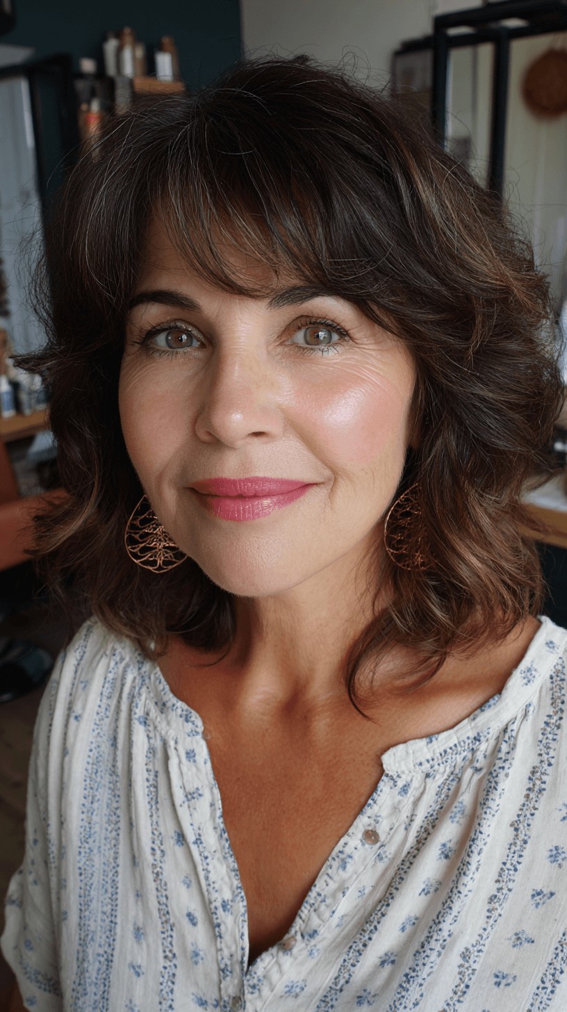 Chic Textured Lob with Gentle Waves