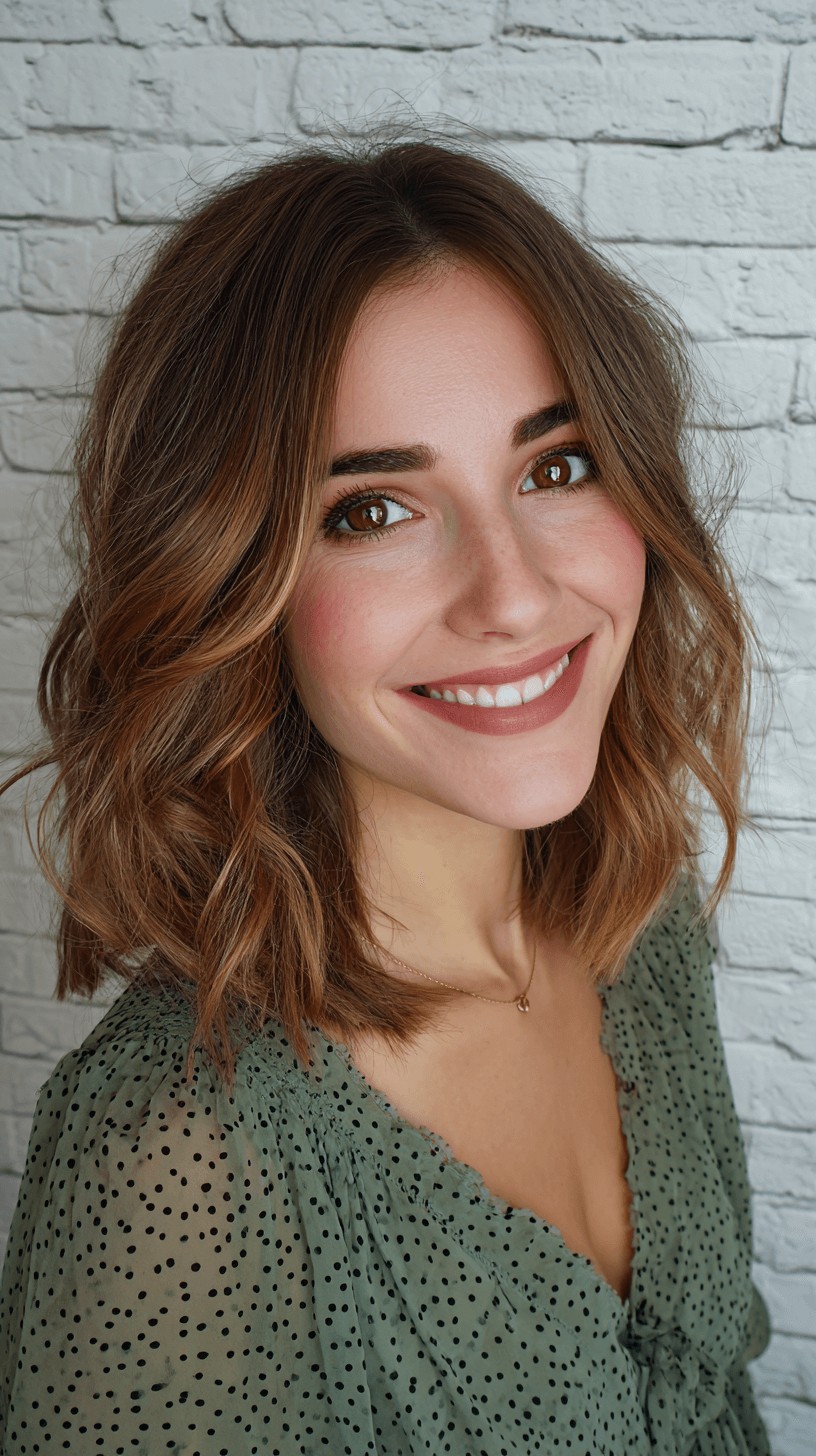 Chic Textured Mid-Length Cut with Subtle Balayage