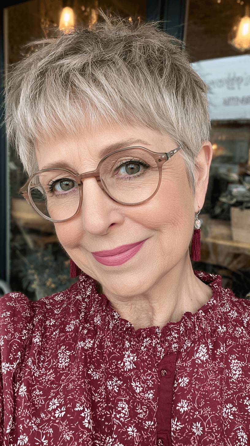 Choppy Textured Pixie Cut with Subtle Highlights