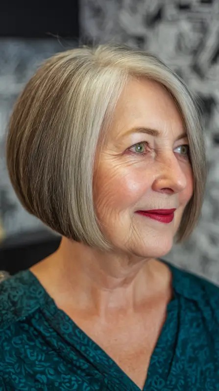 Classic Silver Reverse Bob with Subtle Layers