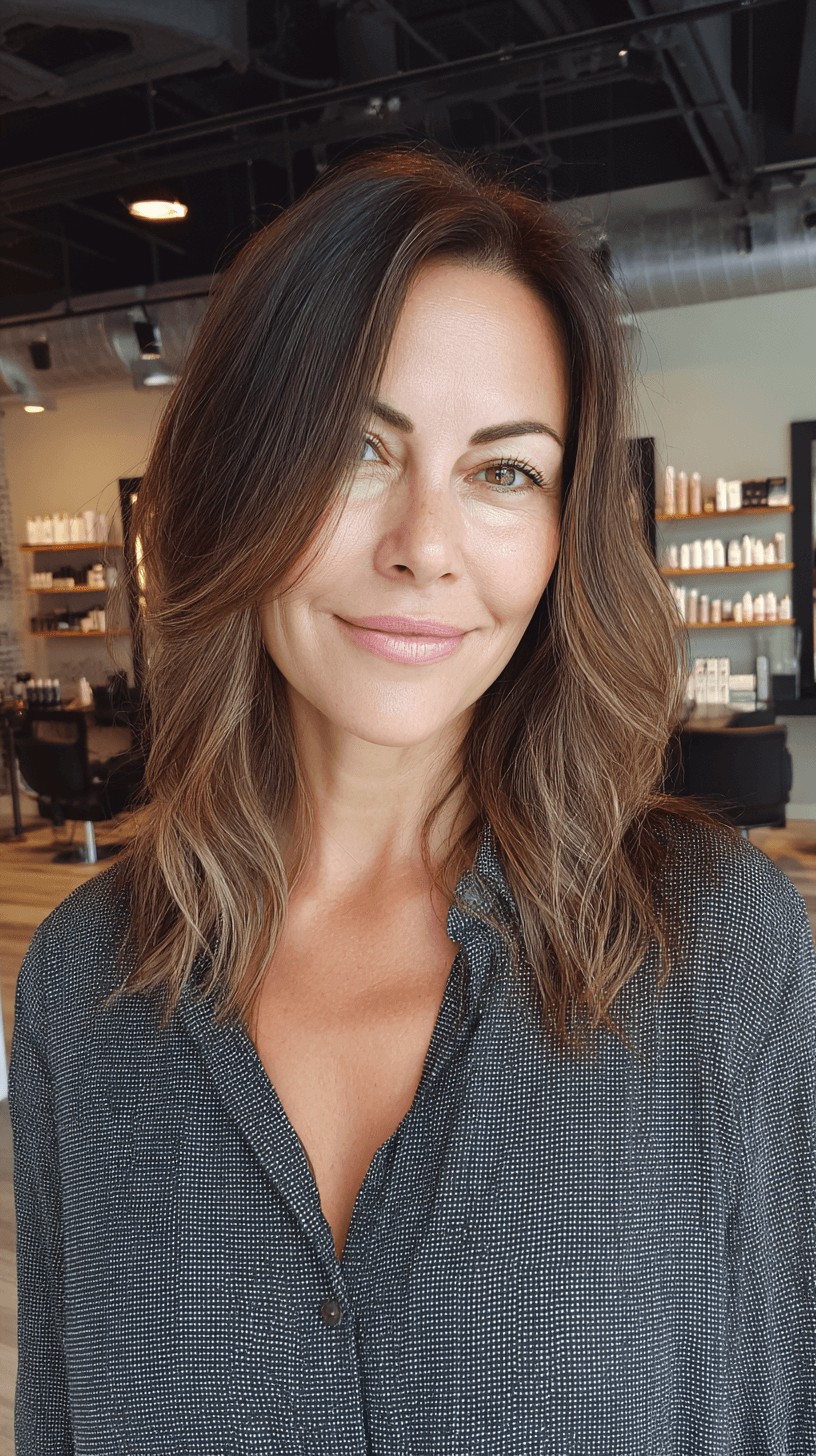 Effortless Medium-Length Shag with Subtle Balayage