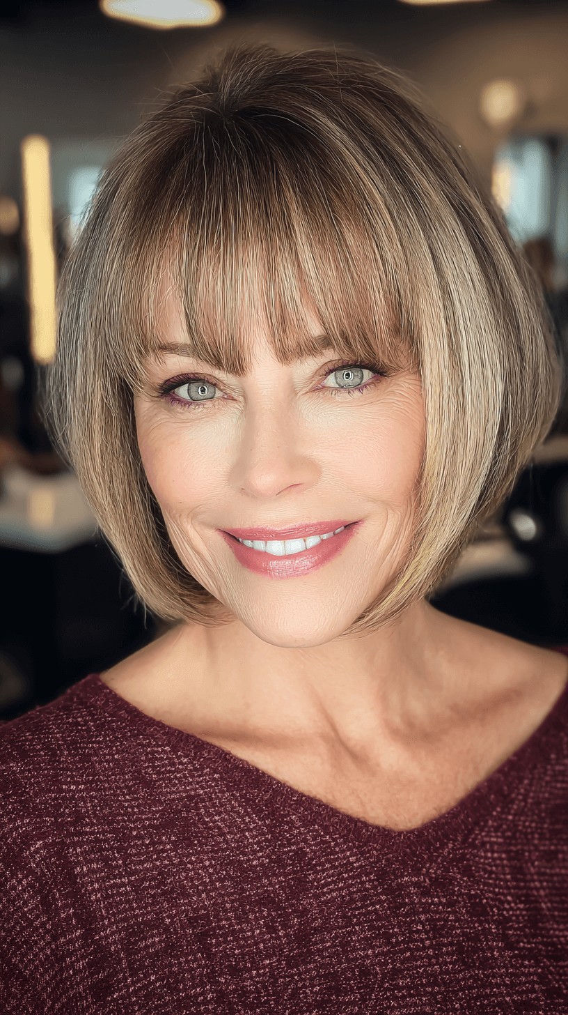 Modern Textured Bob with Blunt Bangs