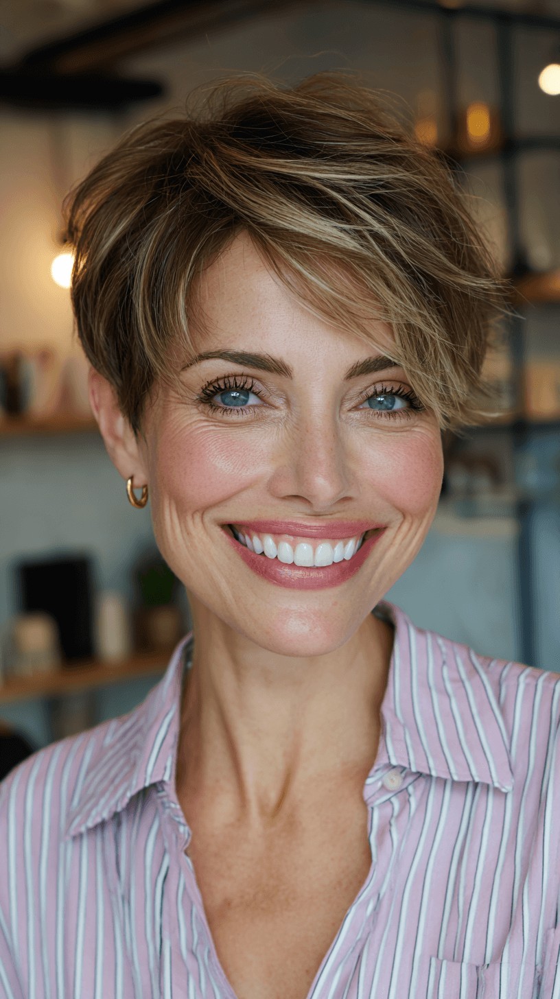 Modern Textured Pixie with Subtle Highlights