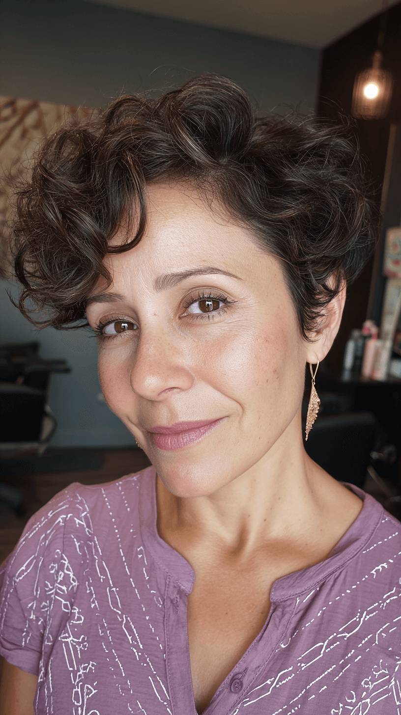 Playful Curly Pixie with Textured Layers