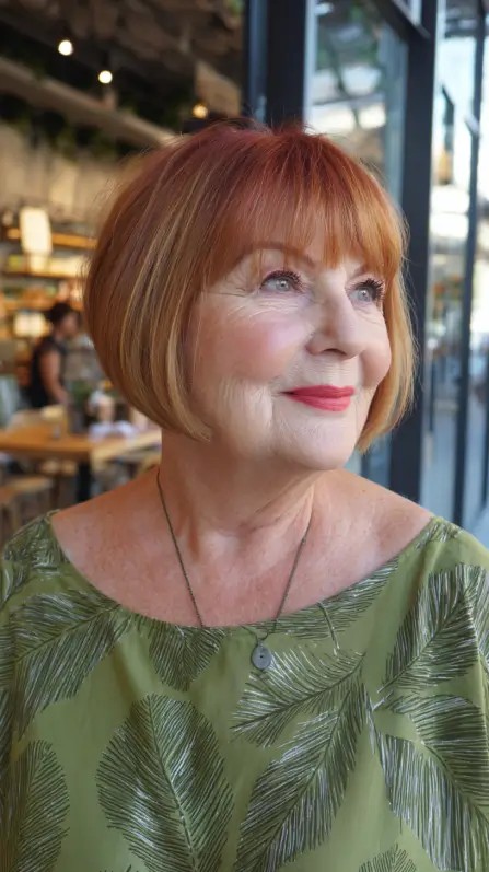 Radiant Copper Bob with Soft Bangs