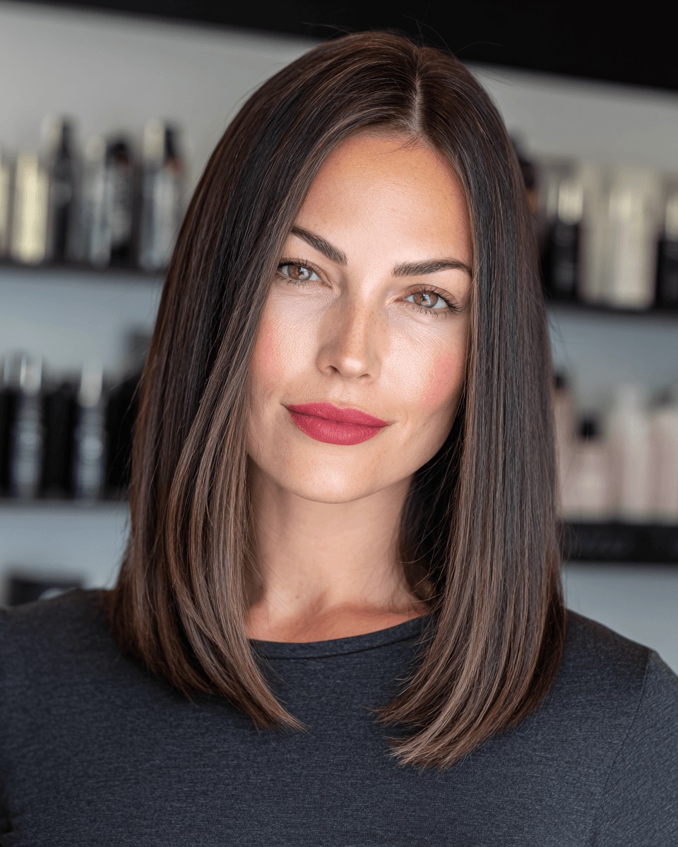 Sleek Mid-Length Cut with Subtle Face-Framing Layers