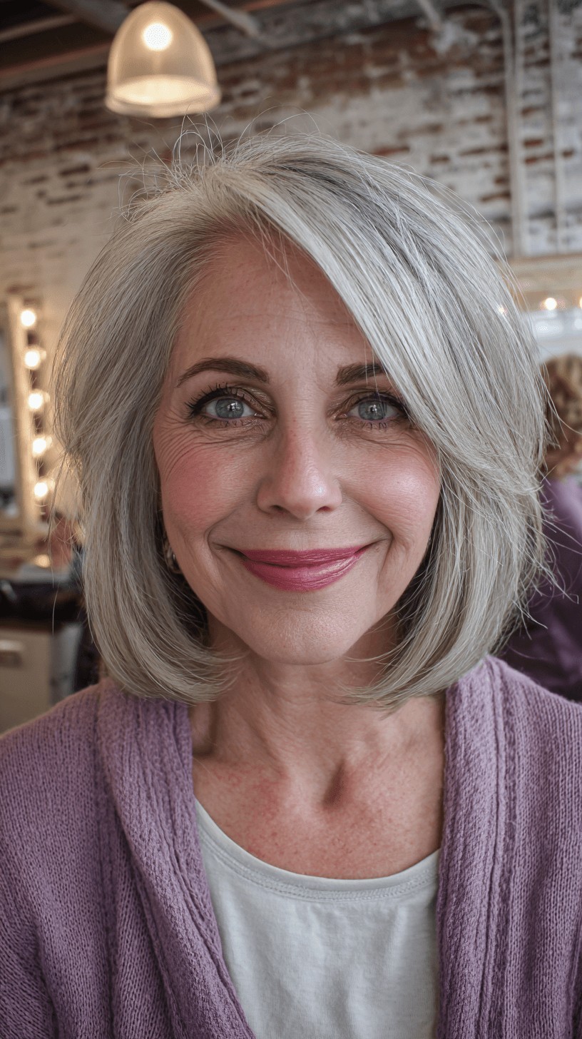 Soft Layered Silver Bob with Subtle Movement