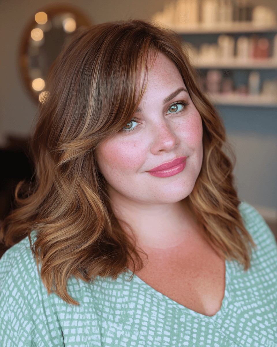 Soft Layered Waves with Face-Framing Bangs