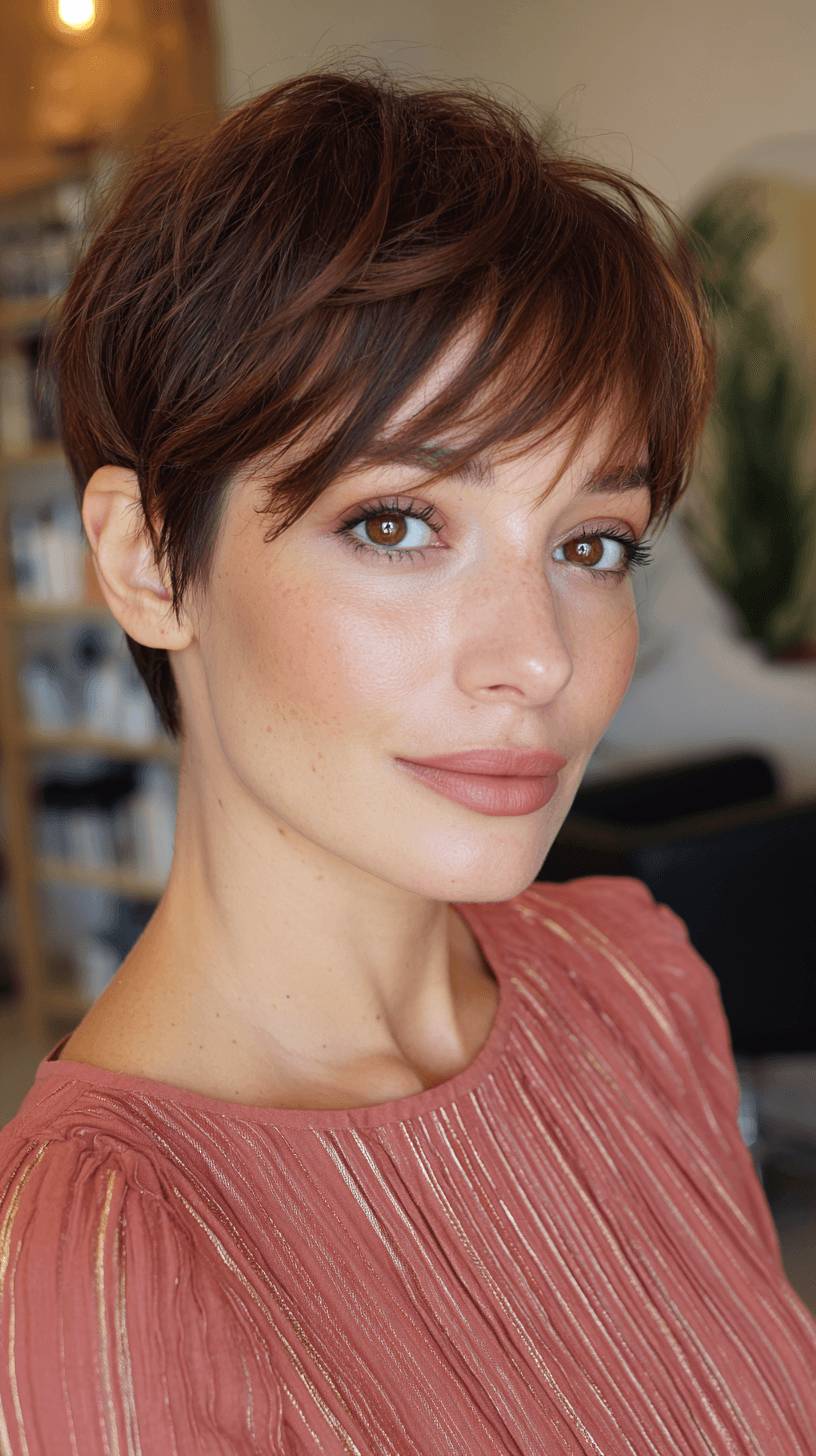 Stylish Textured Pixie Cut with Flattering Bangs