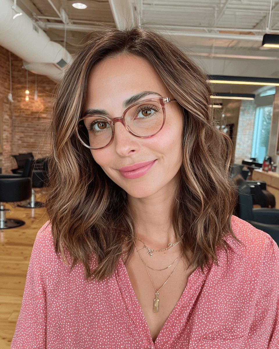 Textured Mid-Length Beachy Waves with Subtle Highlights