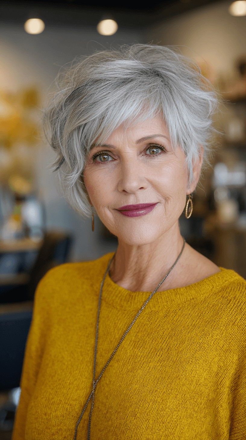 Textured Silver Pixie with Defined Layers