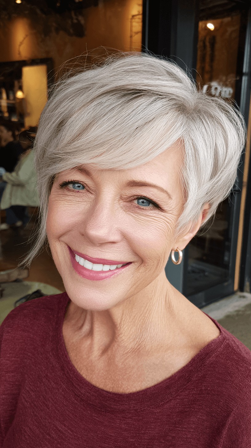 Textured Silver Pixie with Soft Layers