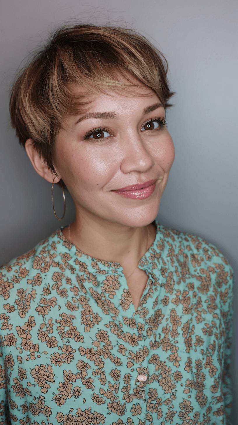 Textured Soft Pixie Cut with Playful Fringe