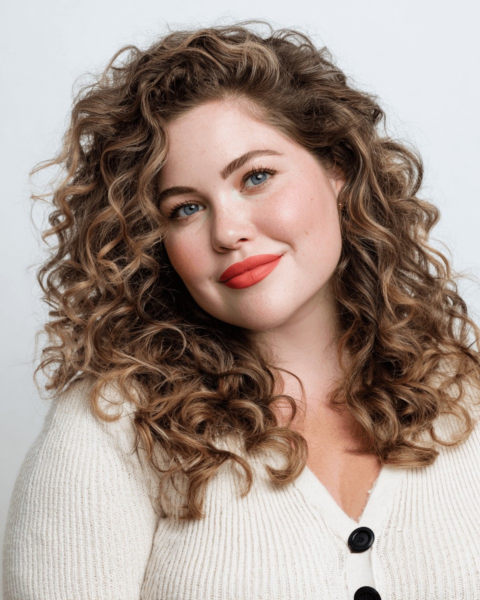 Voluminous Curly Mid-Length Cut with Soft Layers