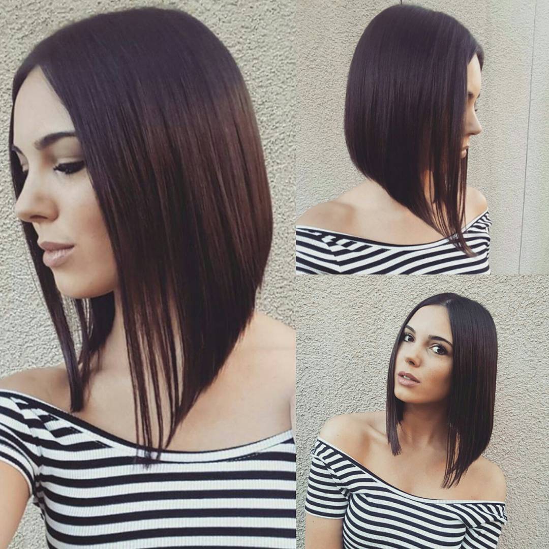 Chic Angular Lob with Glossy Finish