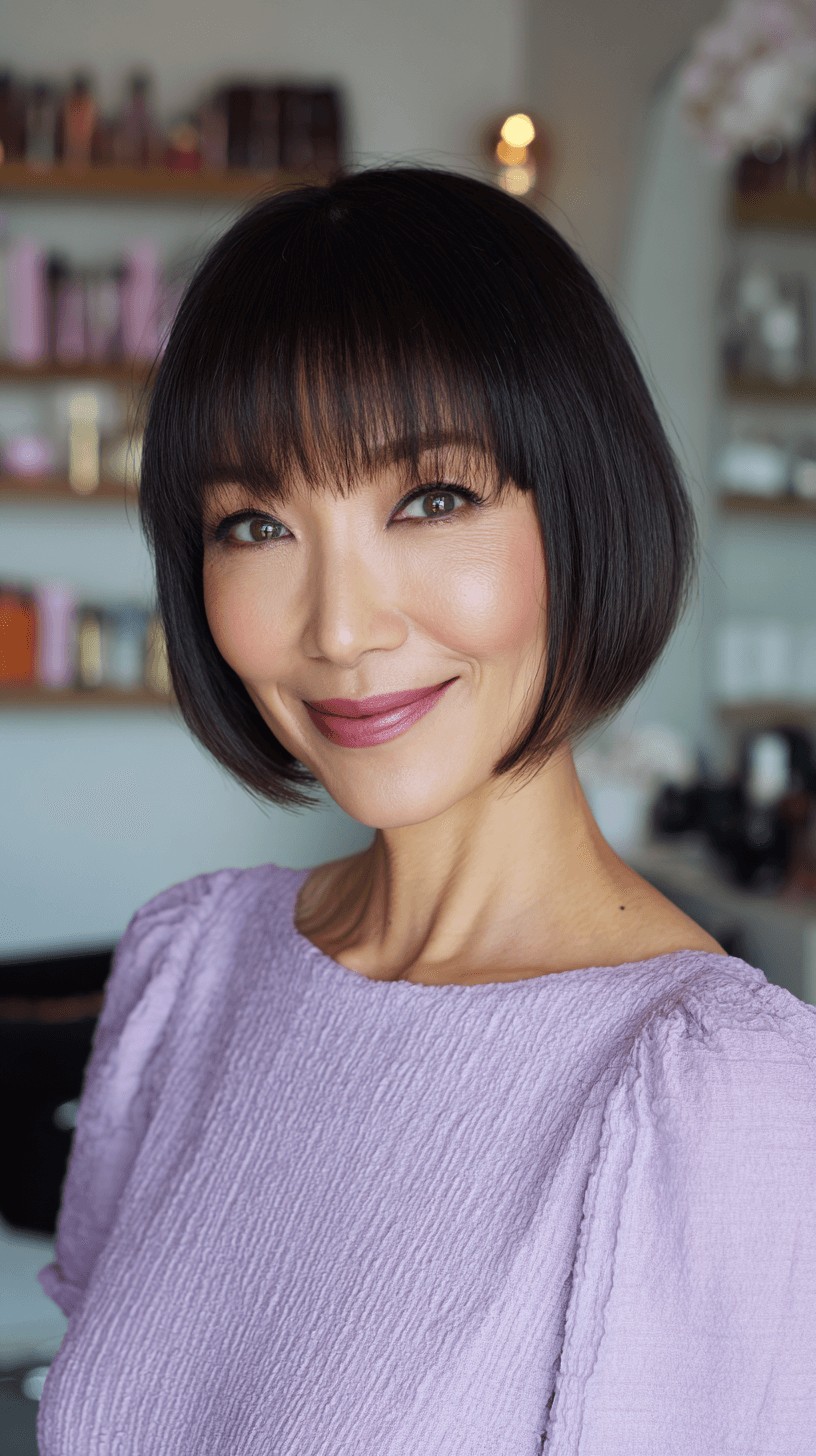 Chic Blunt Bob with Soft Bangs