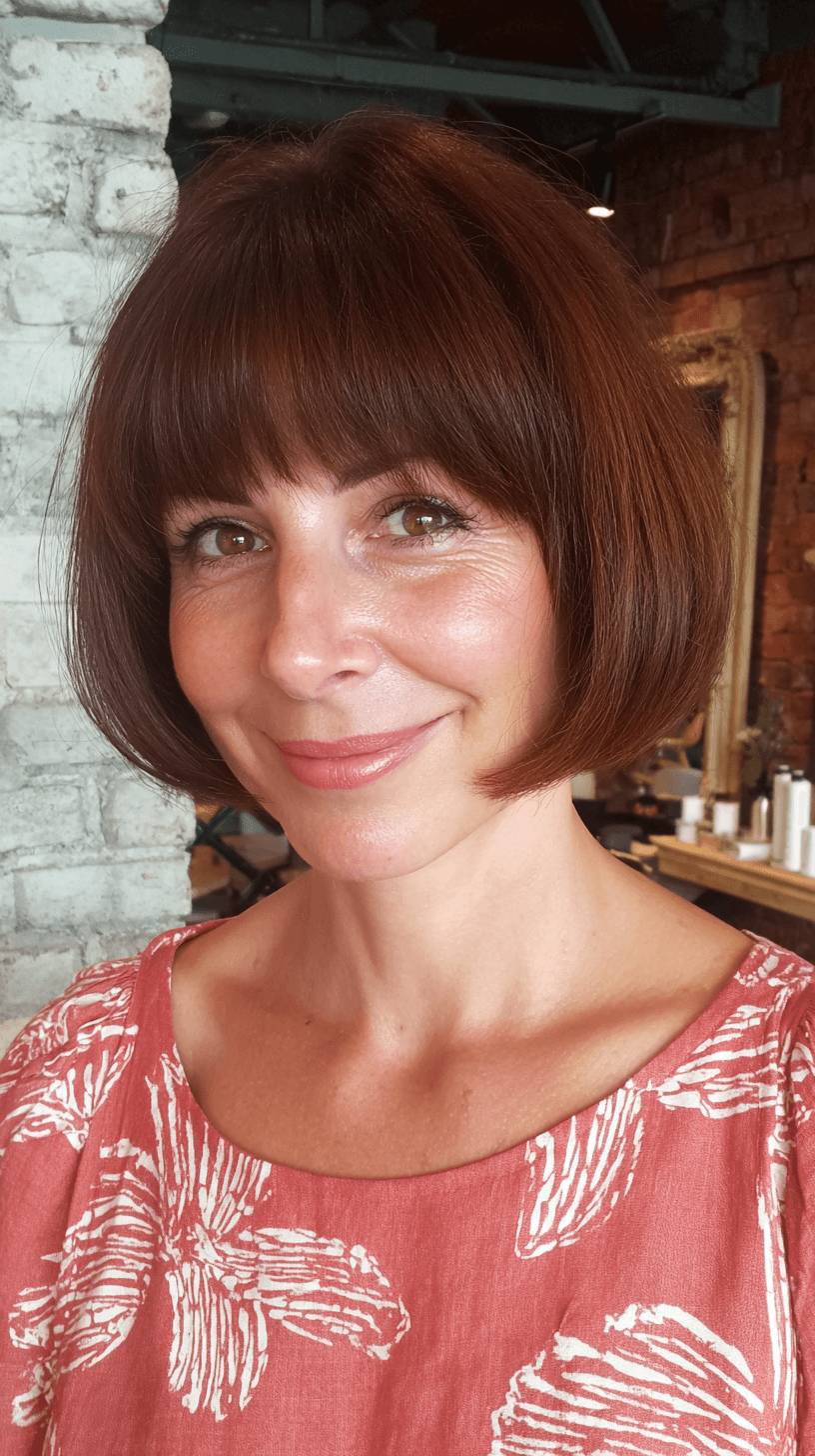 Chic Rounded Bob with Soft Blunt Bangs