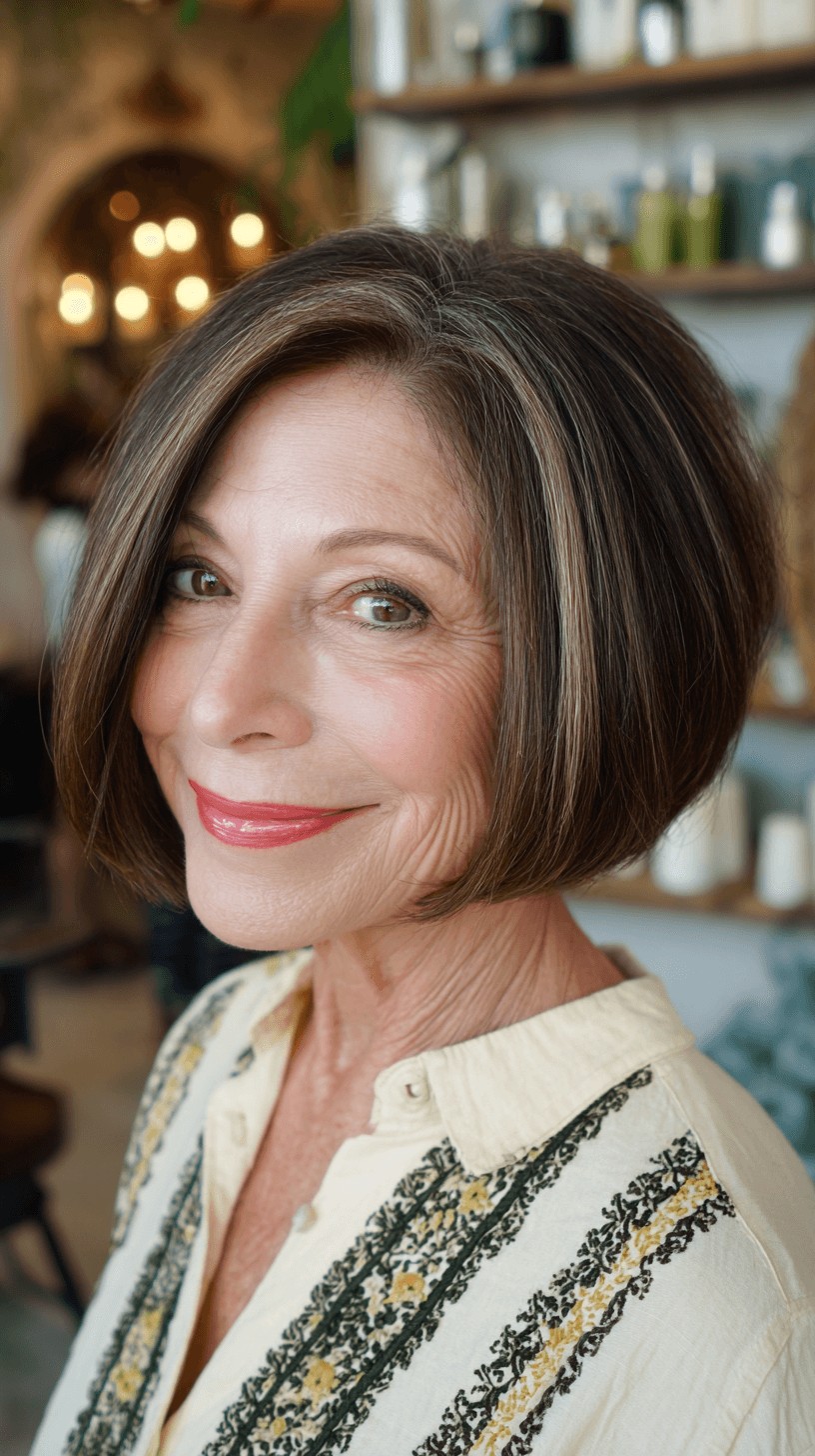 Chic Textured A-Line Bob with Subtle Highlights