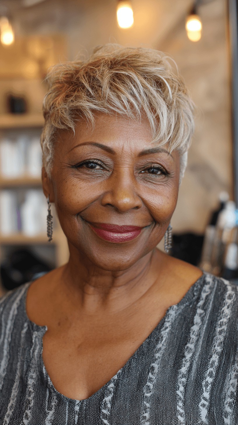 Chic Textured Pixie Cut with Light Highlights