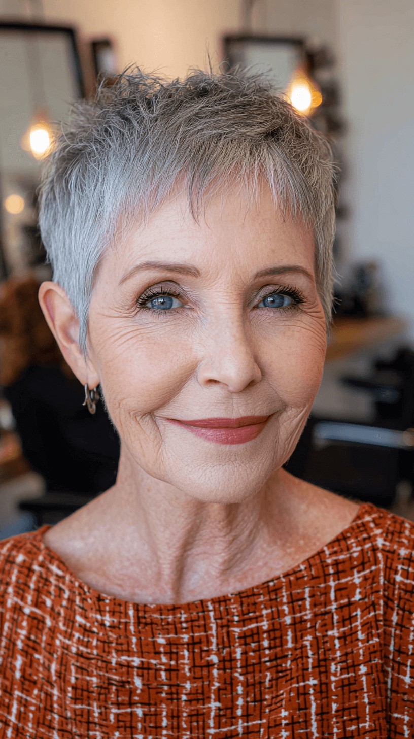 Chic Textured Silver Pixie Cut with Defined Layers