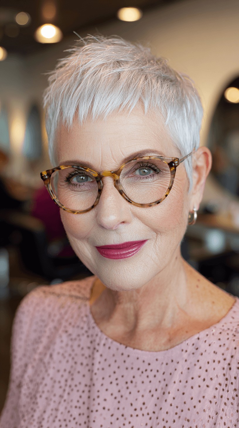 Chic Textured Silver Pixie Cut with Soft Edges