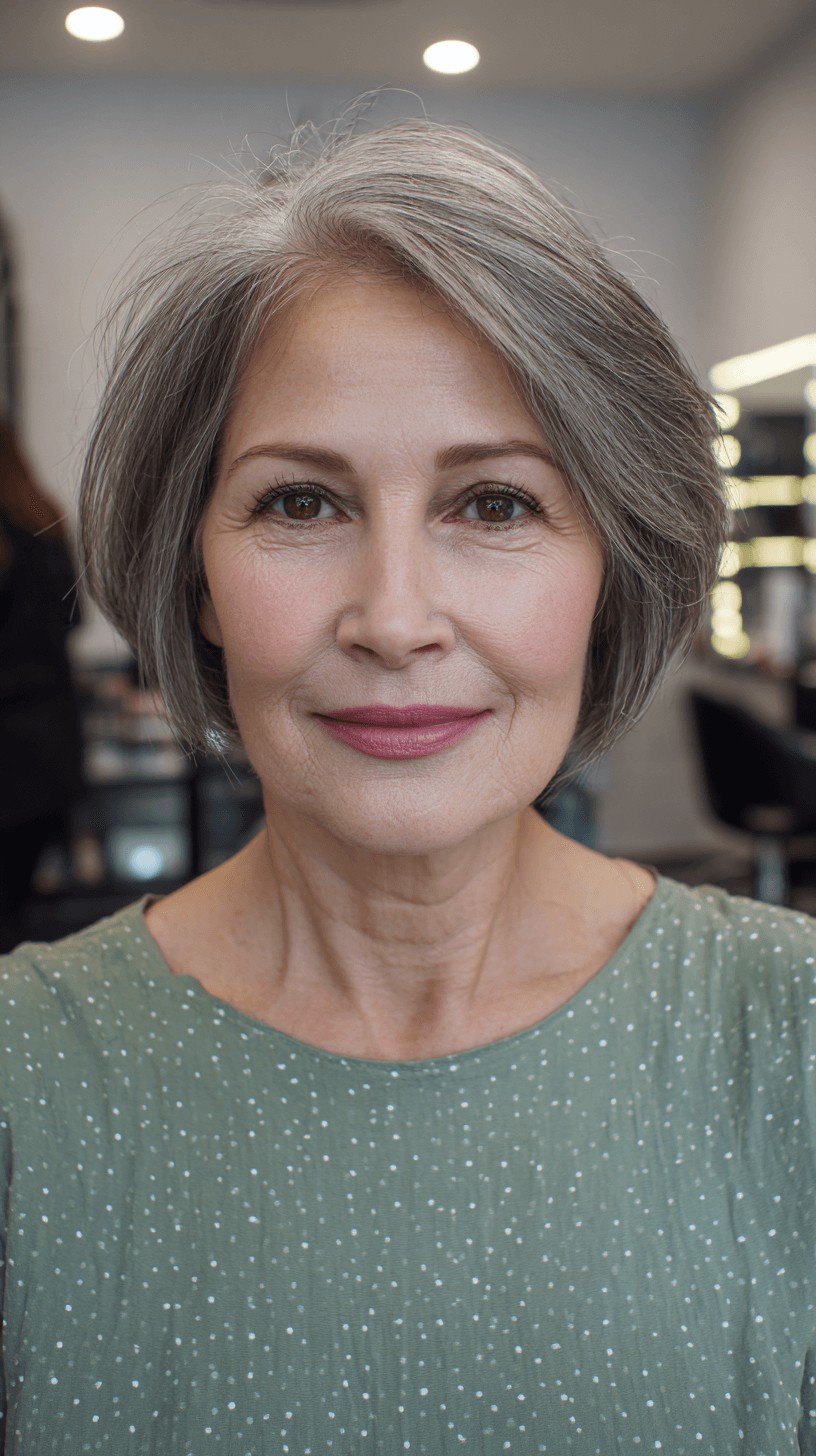 Elegant Textured Gray Bob with Soft Layers