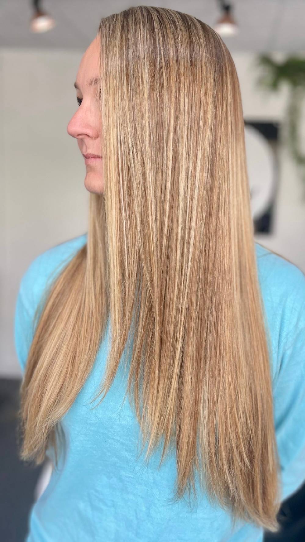 Sleek Long Straight Cut with Subtle Caramel Balayage