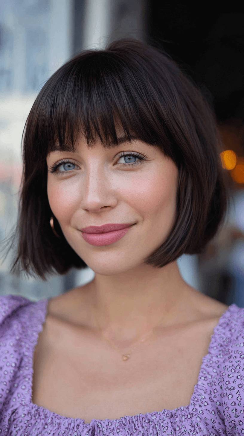 Sleek Short Bob with Textured Bangs