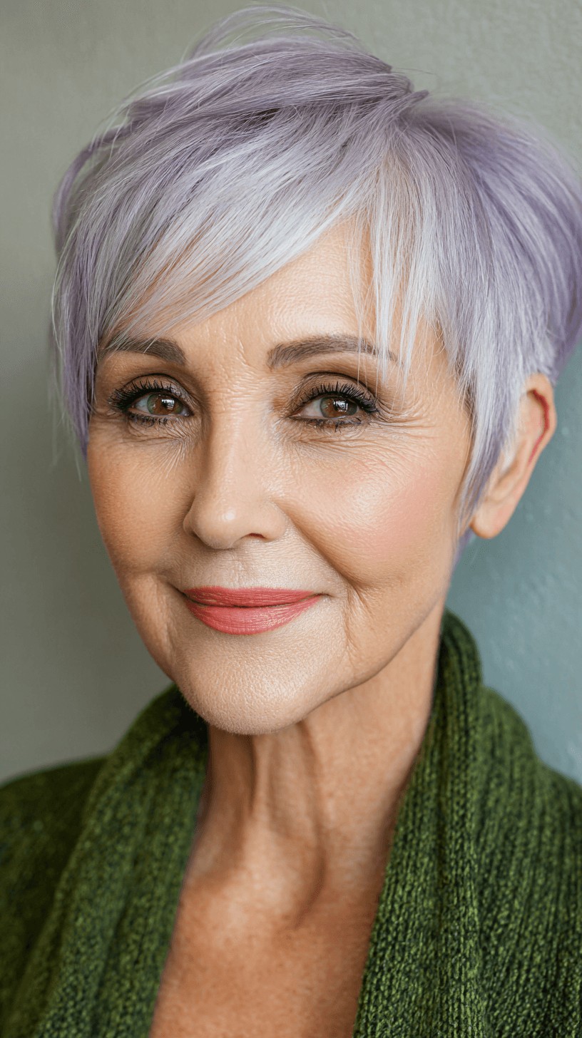 Soft Lavender Pixie Cut with Textured Layers